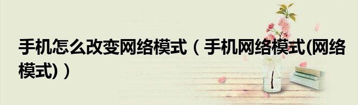 手机怎么改变网络模式（手机网络模式(网络模式)）
