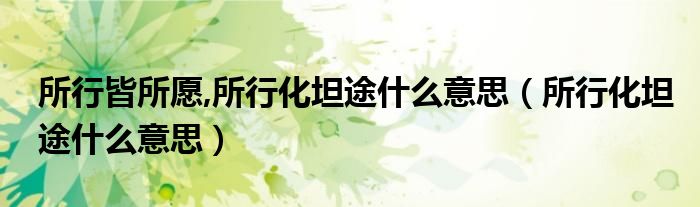 所行皆所愿,所行化坦途什么意思（所行化坦途什么意思）