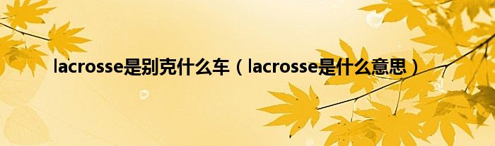 lacrosse是别克什么车（lacrosse是什么意思）