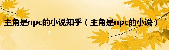 主角是npc的小说知乎（主角是npc的小说）
