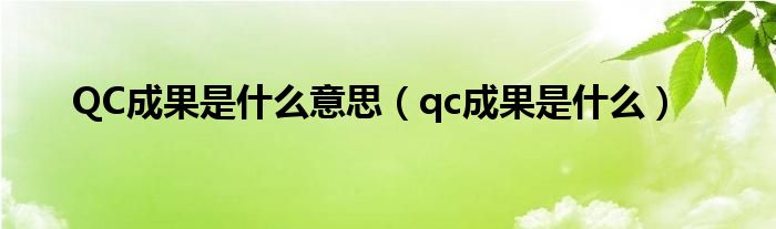 QC成果是什么意思（qc成果是什么）